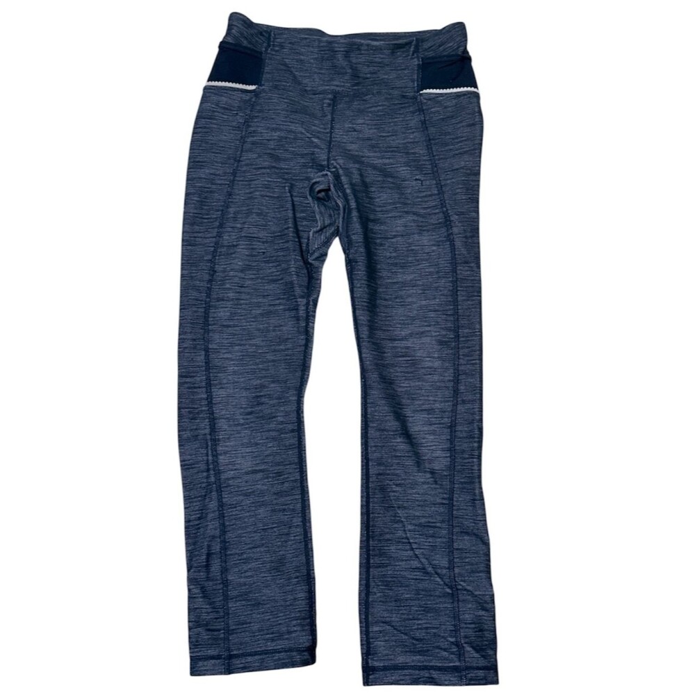 Lululemon Ride On Crop Pants Reflective Convertible Cuff Cycling Indigo Blue 6